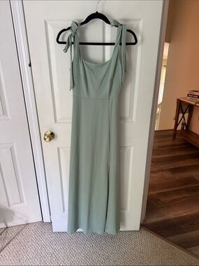 Birdy Grey Sage Green Tie-Shoulder Maxi Dress
